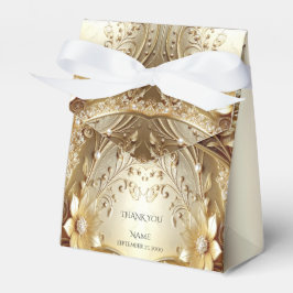 Moderne Sierlijke Gouden Bloem met Parels Favor Do Bedankdoosjes