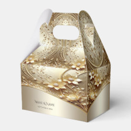 Moderne Sierlijke Gouden Bloem met Parels Favor Do Bedankdoosjes