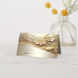 Moderne Sierlijke Gouden Bloem met Parels Plaatska Plaatskaartje