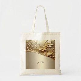 Moderne Sierlijke Gouden Bloem Met Parels Tote Tas