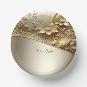 Moderne Sierlijke Gouden Bloemen met Parels Papier Papieren Kommen