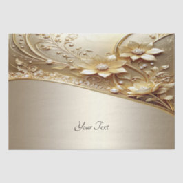 Moderne Sierlijke Gouden Bloemen met Parels Tissue Tissuepapier