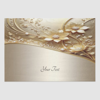 Moderne Sierlijke Gouden Bloemen met Parels Tissue Tissuepapier