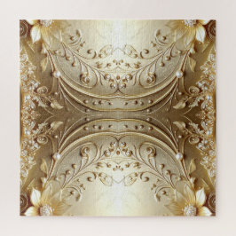 Moderne Sierlijke Gouden Bloemige Legpuzzel