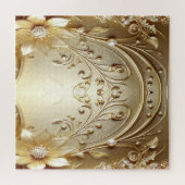 Moderne Sierlijke Gouden Bloemige Legpuzzel (Horizontaal)