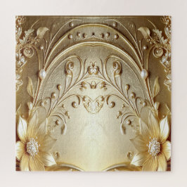 Moderne Sierlijke Gouden Bloemige Legpuzzel