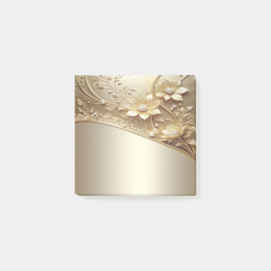 Moderne Sierlijke Gouden Bloemige Post-it Notities Post-it® Notes (Voorkant)