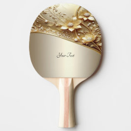 Moderne Sierlijke Gouden Bloemrijke Pingpongbat Tafeltennisbatje