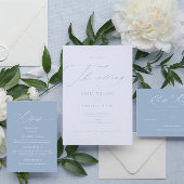 Moderne sierlijke kalligrafie Dusty Blue Wedding Save The Date