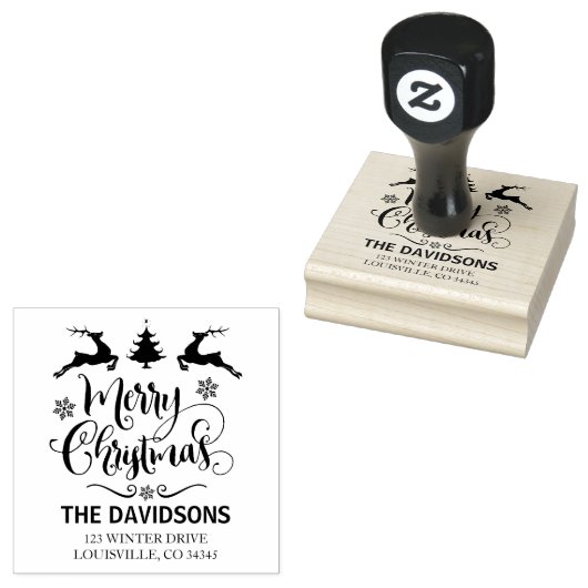 Moderne sierlijke Kerstmis Script Monogram Rubberstempel (Gestempeld)