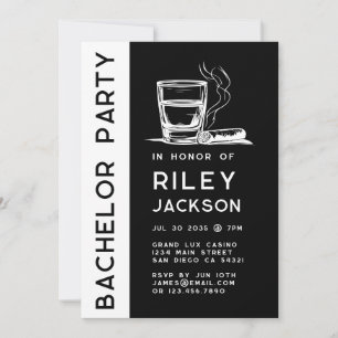Moderne Sigaren en Whisky Bachelorfeest Kaart