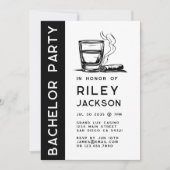 Moderne sigaren en whisky vrijgezellenfeest kaart (Voorkant)