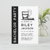 Moderne sigaren en whisky vrijgezellenfeest kaart (Staand voorkant)