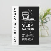 Moderne sigaren en whisky vrijgezellenfeest kaart (Staand voorkant)