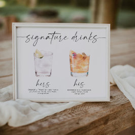 moderne signature drankjes trouw teken bar teken poster