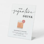 Moderne Signature Drinken Trouwbar Teken Reclamebord Met Voetstuk (Voorkant)