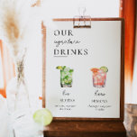 Moderne Signature Drinken Trouwbord, 300  Drinken Poster<br><div class="desc">Dit kenmerkende drink bruiloft bar menuteken bevat een modern minimal design en kalligrafie lettertype - met meer dan 300   drink iconen beschikbaar om mee aan te passen. Om door alle beschikbare cocktails en drinken te bladeren,  selecteert u eenvoudig de 'edit design tool'.</div>