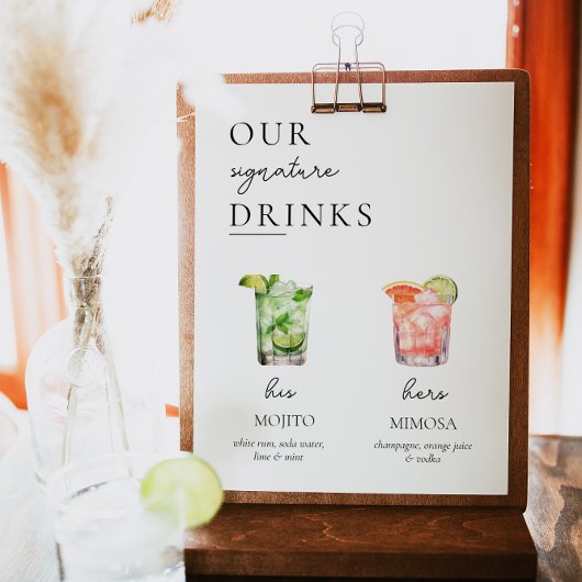 Moderne Signature Drinken Trouwbord, 300+ Drinken Poster