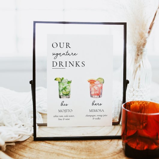 Moderne Signature Drinken Trouwbord, 300+ Drinken Poster