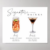 Moderne Signature Drinken Trouwbord Bar Teken Poster (Voorkant)