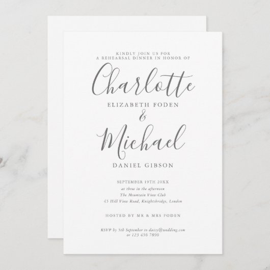 Moderne Signature Oefendiner Kaart (Voorkant / Achterkant)