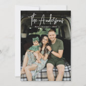 Moderne Signature Script Cream en Olive Foto Feestdagenkaart (Voorkant)