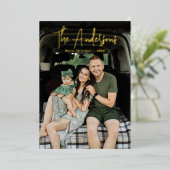 Moderne Signature Script Cream en Olive Foto Folie Feestdagenkaart (Staand Voorkant)