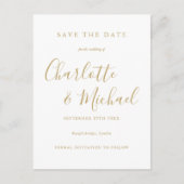 Moderne Signature Script Trouwkaart Save the Date Briefkaart (Voorkant)