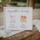 moderne signaturedranken huwelijksbord bar bord poster