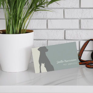 Moderne Silhouet Hond Kat Huisdier Service Visitekaartje