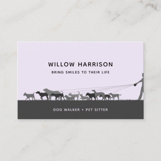 Moderne Silhouette Hond Wandelen Visitekaartje (Voorkant)