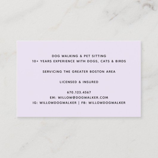 Moderne Silhouette Hond Wandelen Visitekaartje (Achterkant)