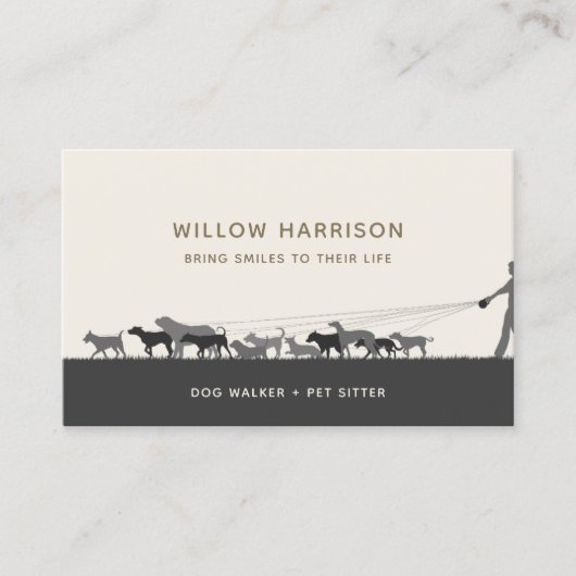 Moderne Silhouette Hond Wandelen Visitekaartje (Voorkant)