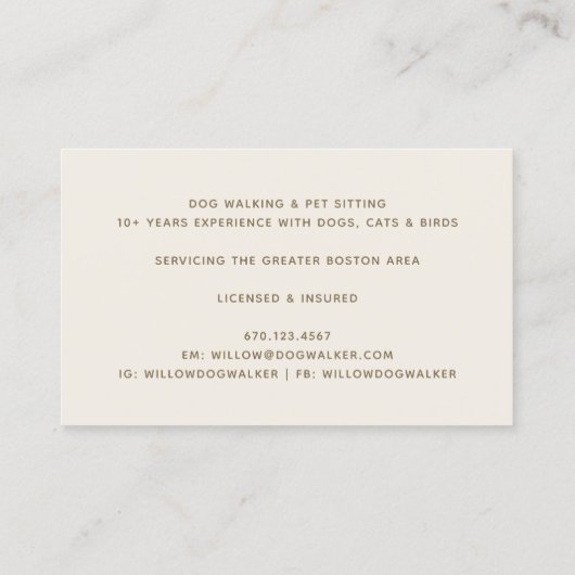 Moderne Silhouette Hond Wandelen Visitekaartje (Achterkant)