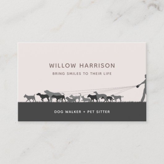 Moderne Silhouette Hond Wandelen Visitekaartje (Voorkant)