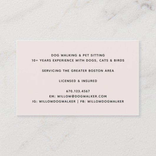 Moderne Silhouette Hond Wandelen Visitekaartje (Achterkant)