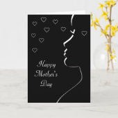 Moderne Silhouette in Zwart & Wit Moederdag Kaart (Gele Bloem)