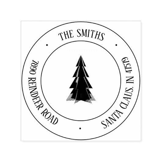 Moderne Silhouette Kerstboom Adres Stempel (Design)