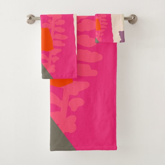 Moderne Silhouette-kleur botanisch blokkeert artis Bad Handdoek (Insitu)