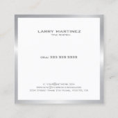Moderne silv-grens wit vierkante visitekaartje (Achterkant)