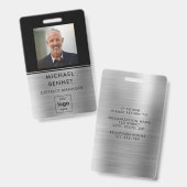 Moderne Silver Black werknemer foto-id Badge (Front & Back)