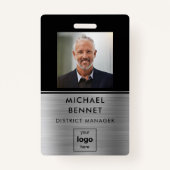 Moderne Silver Black werknemer foto-id Badge (Voorkant)
