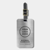 Moderne Silver Business Logo QR-code Bagagelabel (Voorkant verticaal)