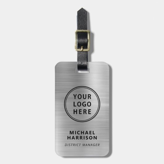 Moderne Silver Business Logo QR-code Bagagelabel (Voorkant verticaal)