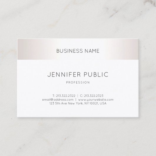 Moderne Silver Elegant Clean Plain Professional Visitekaartje (Voorkant)