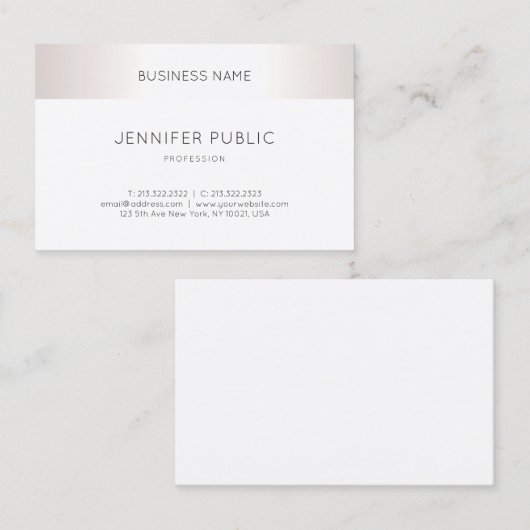 Moderne Silver Elegant Clean Plain Professional Visitekaartje (Voorkant / Achterkant)