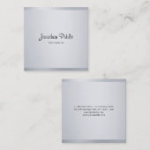 Moderne Silver Elegant Handgeschreven de Sjabloon  Vierkante Visitekaartje (Voorkant / Achterkant)
