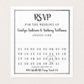 Moderne Silver Foil Agenda RSVP-kaart Visitekaartje (Binnenkant ongevouwen)