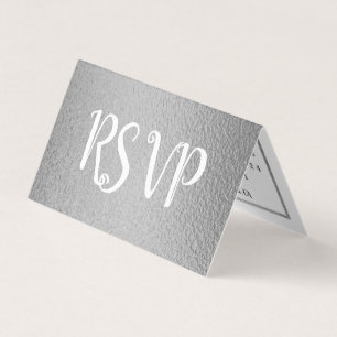 Moderne Silver Foil Agenda RSVP-kaart Visitekaartje