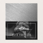 Moderne Silver Foil foto Save the Date Card Visitekaartje (Buitenkant ongevouwen)